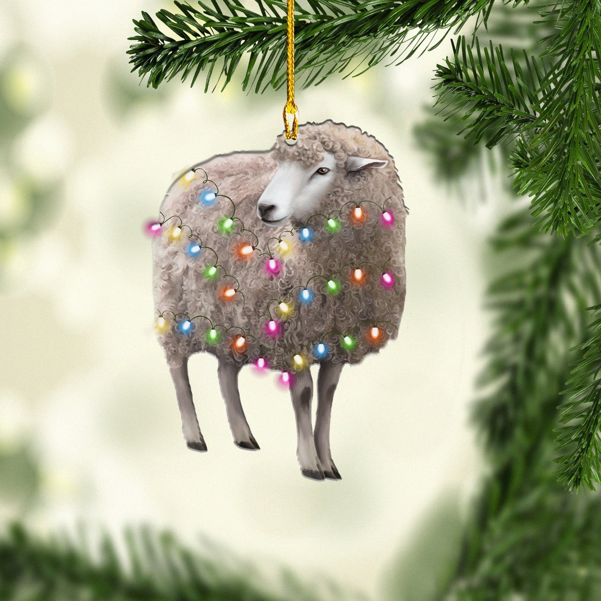 Sheep Christmas Light Acrylic Shaped Ornaments/ 2D Flat Ornament