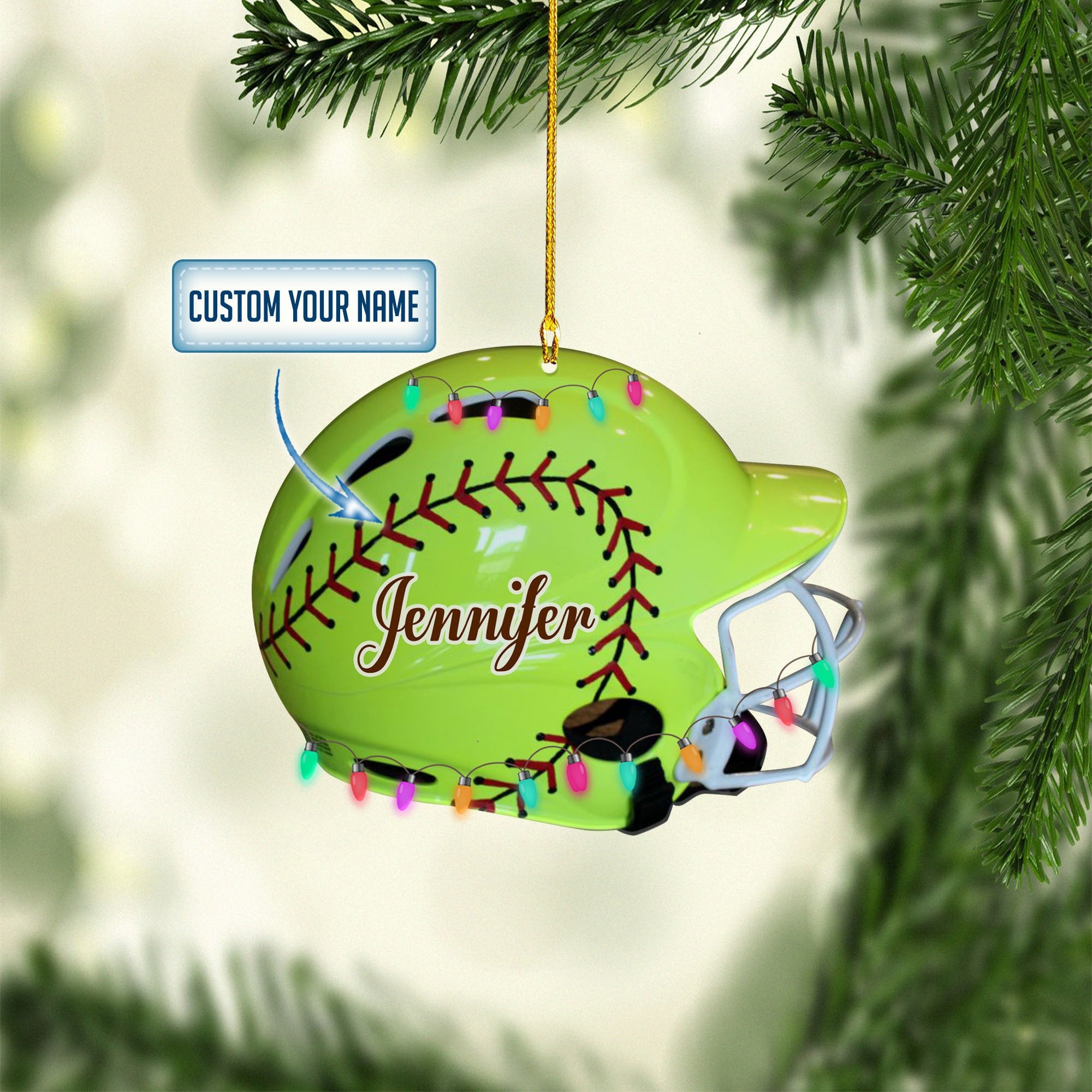 Personalized Softball Helmet Christmas Ornaments/ 2D Flat Ornament/ Idea Gift for Son Fan Softball Lover