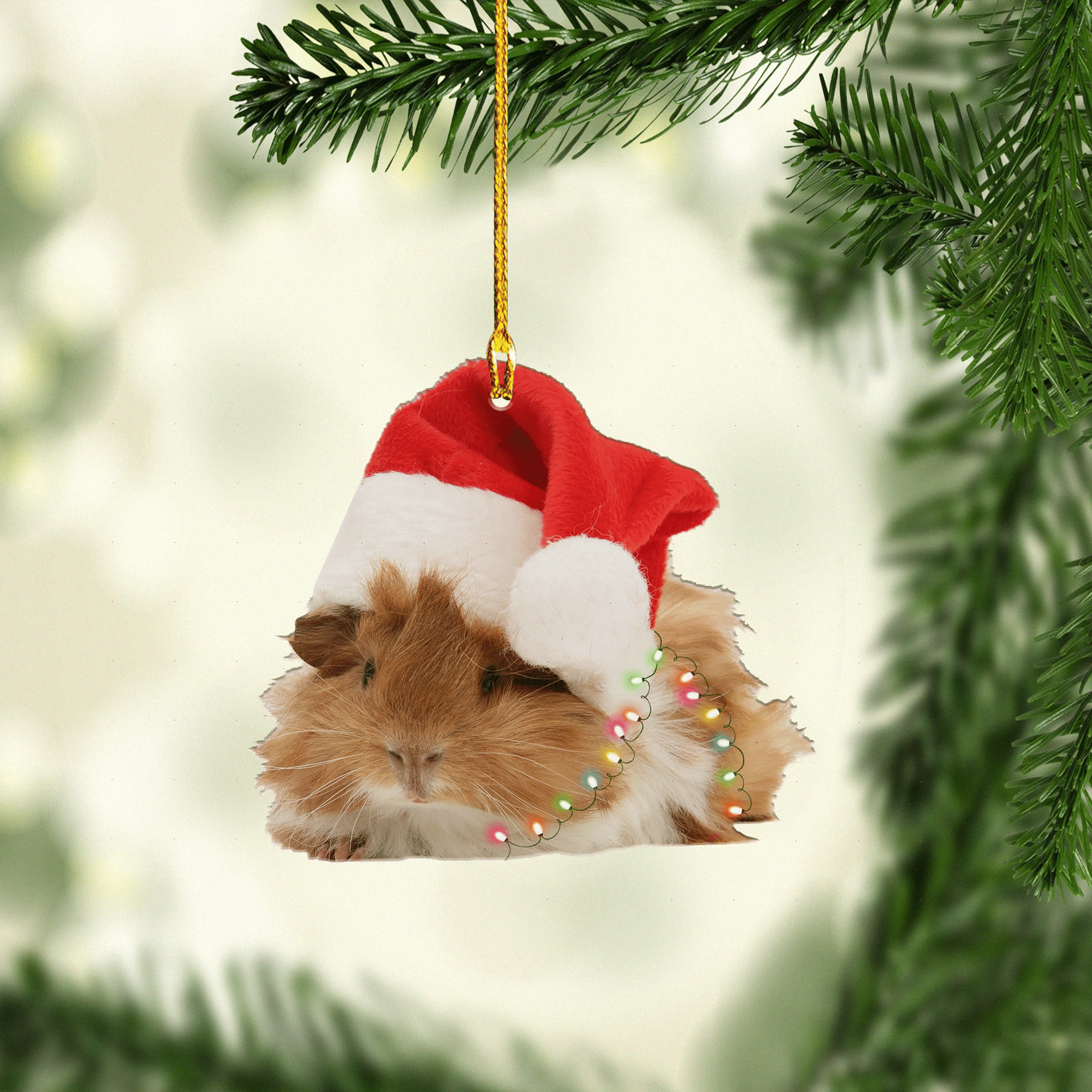 Guinea Pig Christmas Ornament/ Custom Name Ornament/ Christmas Ornament Gift For Guinea Pig Lovers/ Christmas Dog Friends Hanging Ornament