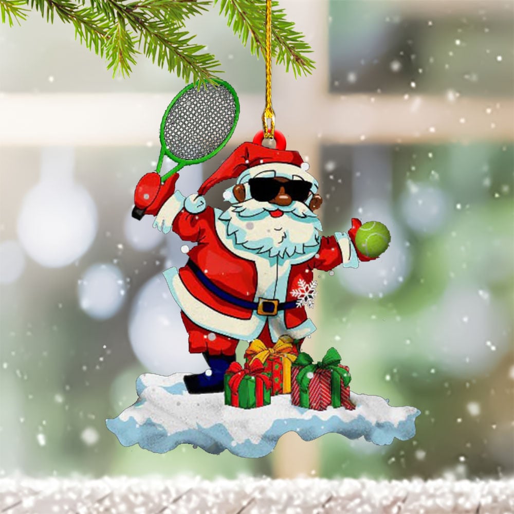 Tennis Christmas Ornament Santa Playing Tennis Xmas Tree Decoration 2023