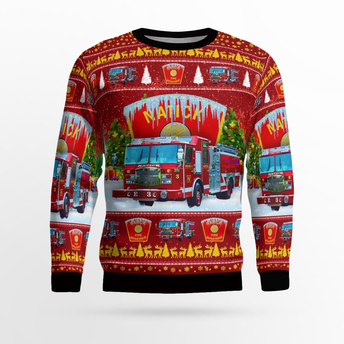 Natick Fire Department/ Natick/ Massachusetts Christmas Aop Ugly Sweater
