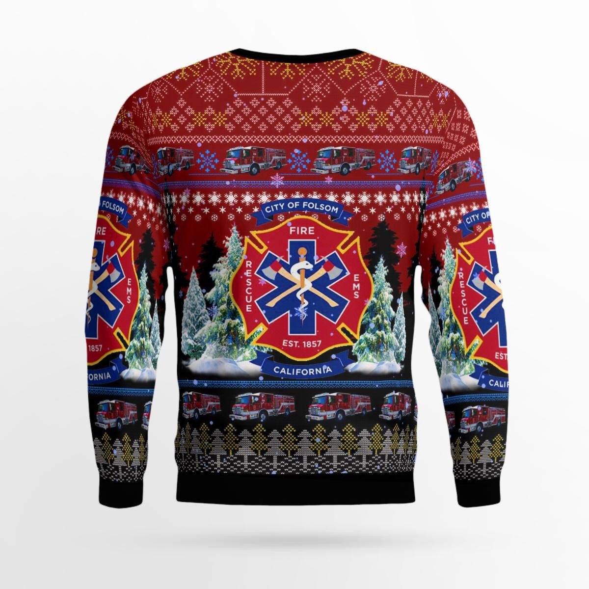 Folsom Fire Department/ Folsom/ California Christmas Aop Ugly Sweater/ Gift for Firefighter 3D Shirt