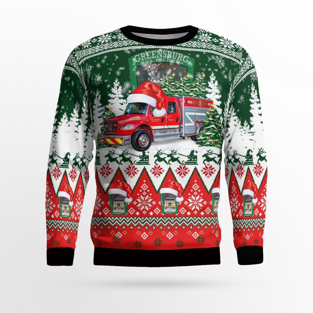 Greensburg Hose Co. 1 Christmas All Over Print Ugly Sweater/ Perfect Shirt for Christmas
