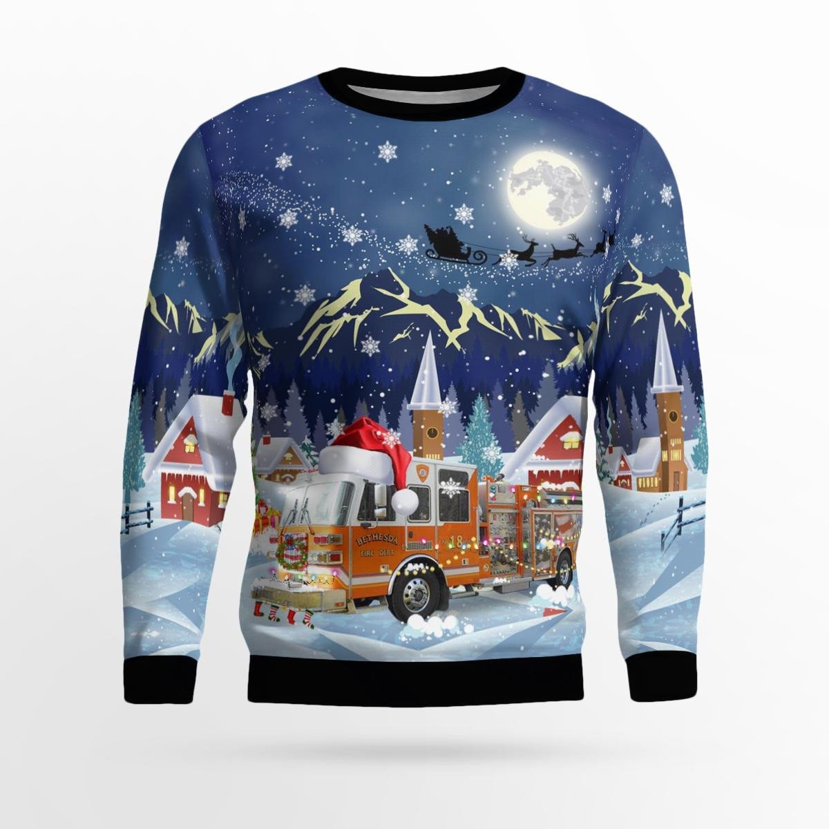 Ohio/ Bethesda Fire Department Christmas Aop Ugly Sweater/ Gift for Firefighter