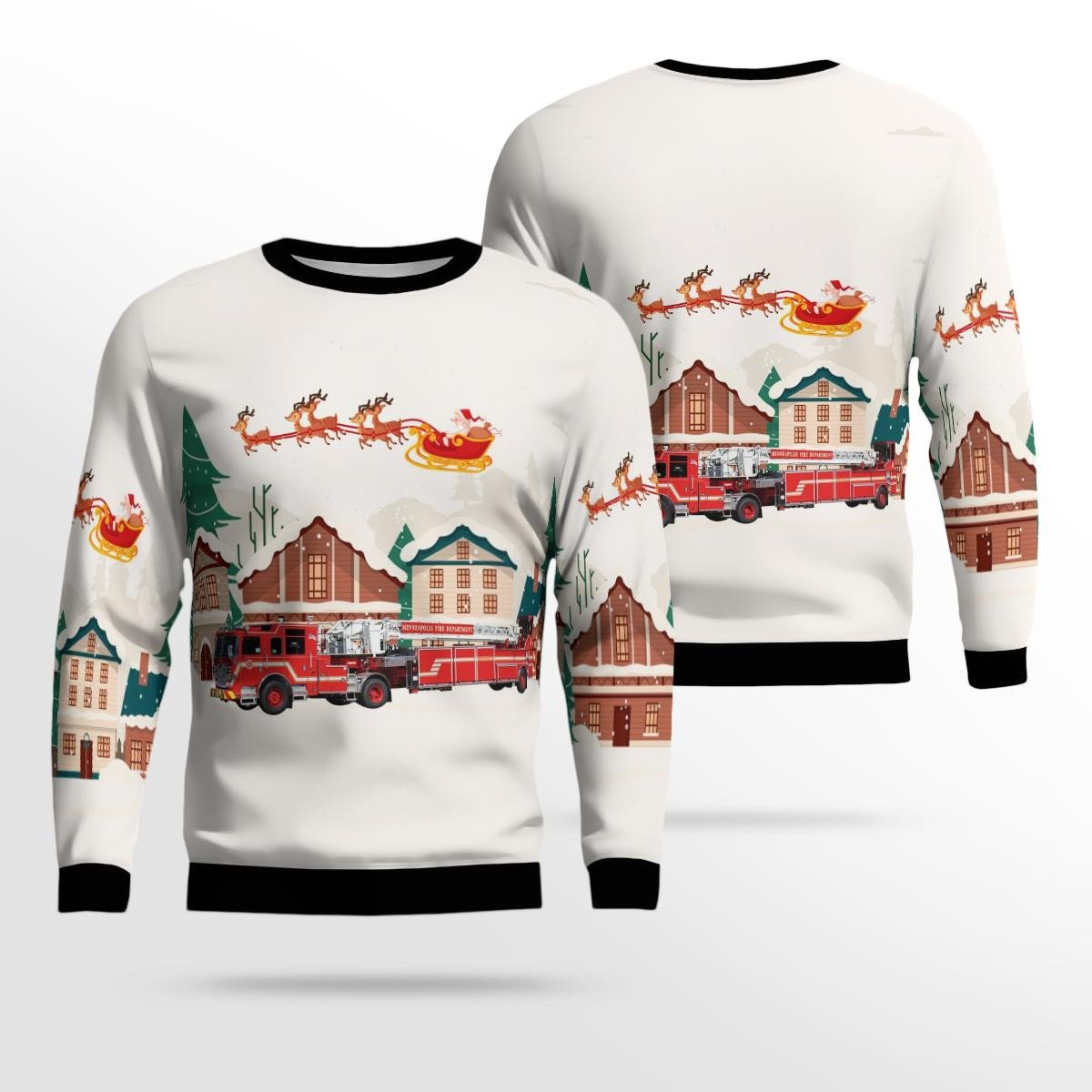 Minneapolis Fire Department All Over Print Ugly Christmas Sweater/ Gift for Firefighter