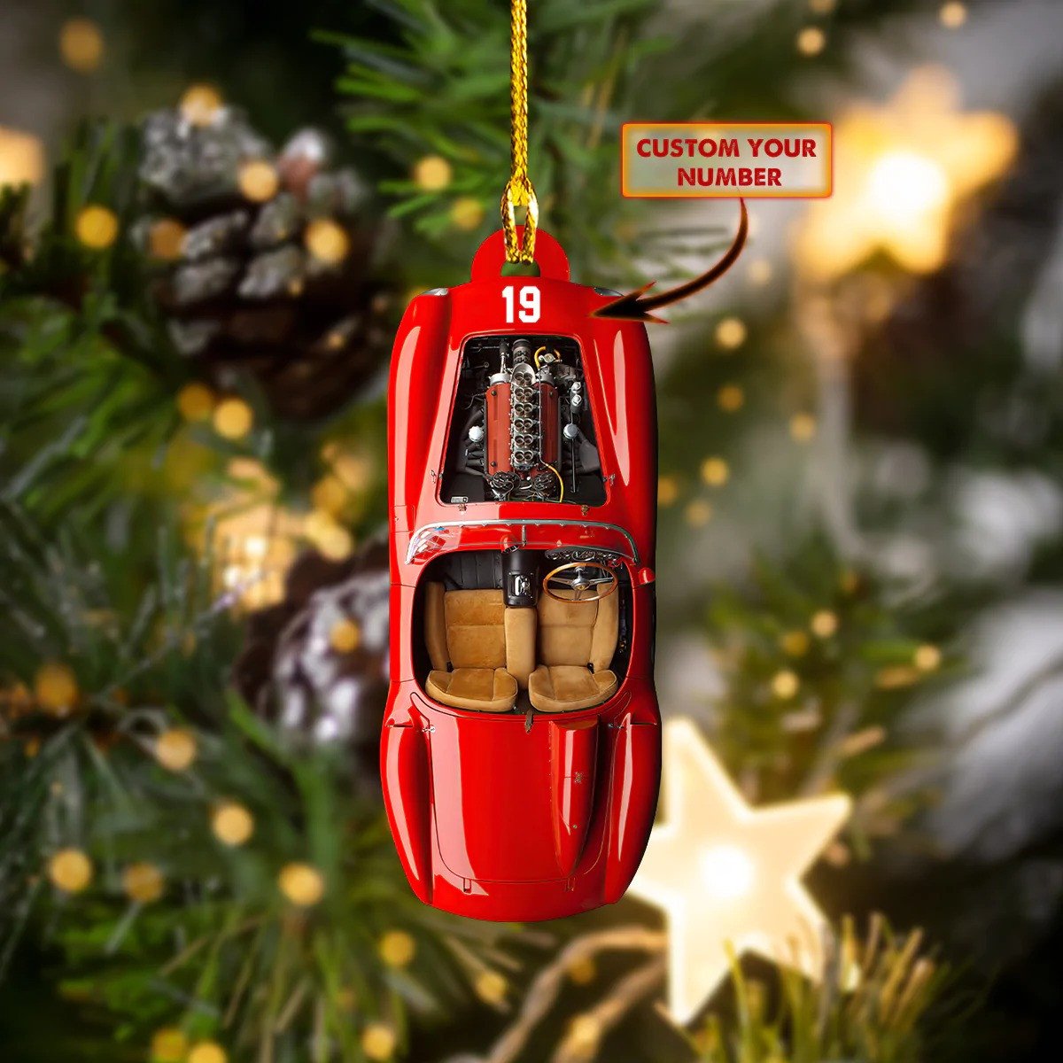 Personalized Drag Racing Red Car Ornament Drag Racing Christmas Tree Ornaments Gift/ Gift for Auto Racing Lover