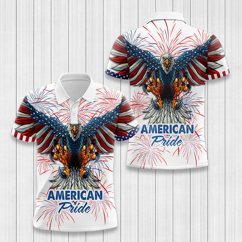 Independence Day July 4th Eagle Flag American Pride Polo Shirt