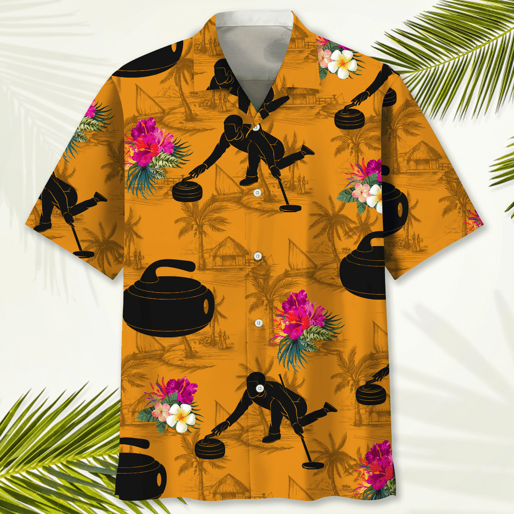 Curling Hawaiian Nature Hawaiian Shirt/ 3D Printed Curling Sport Hawaii Shirt