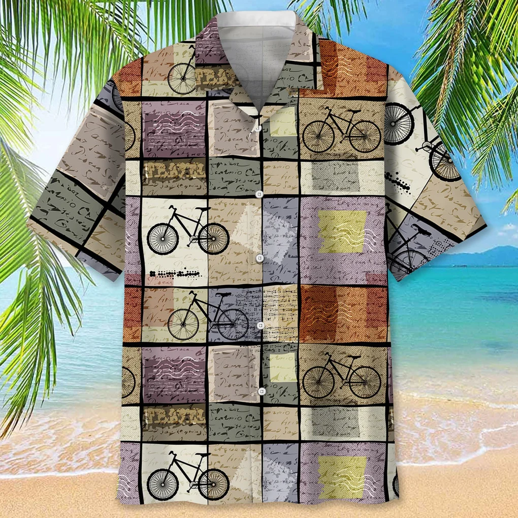 Cycling Retro Travel Hawaiian Shirt