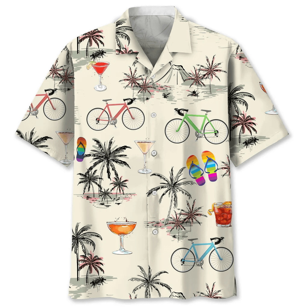 Cycling Beach Coconut Hawaiian Shirt/ Beach Aloha Cycling Hawaii Shirt