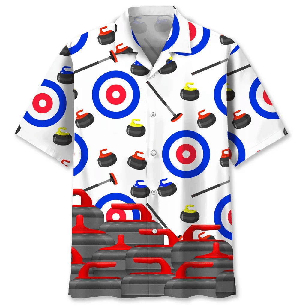 3D All Over Print Curling Pattern Hawaiian Shirt/ Gift for Curling Lover