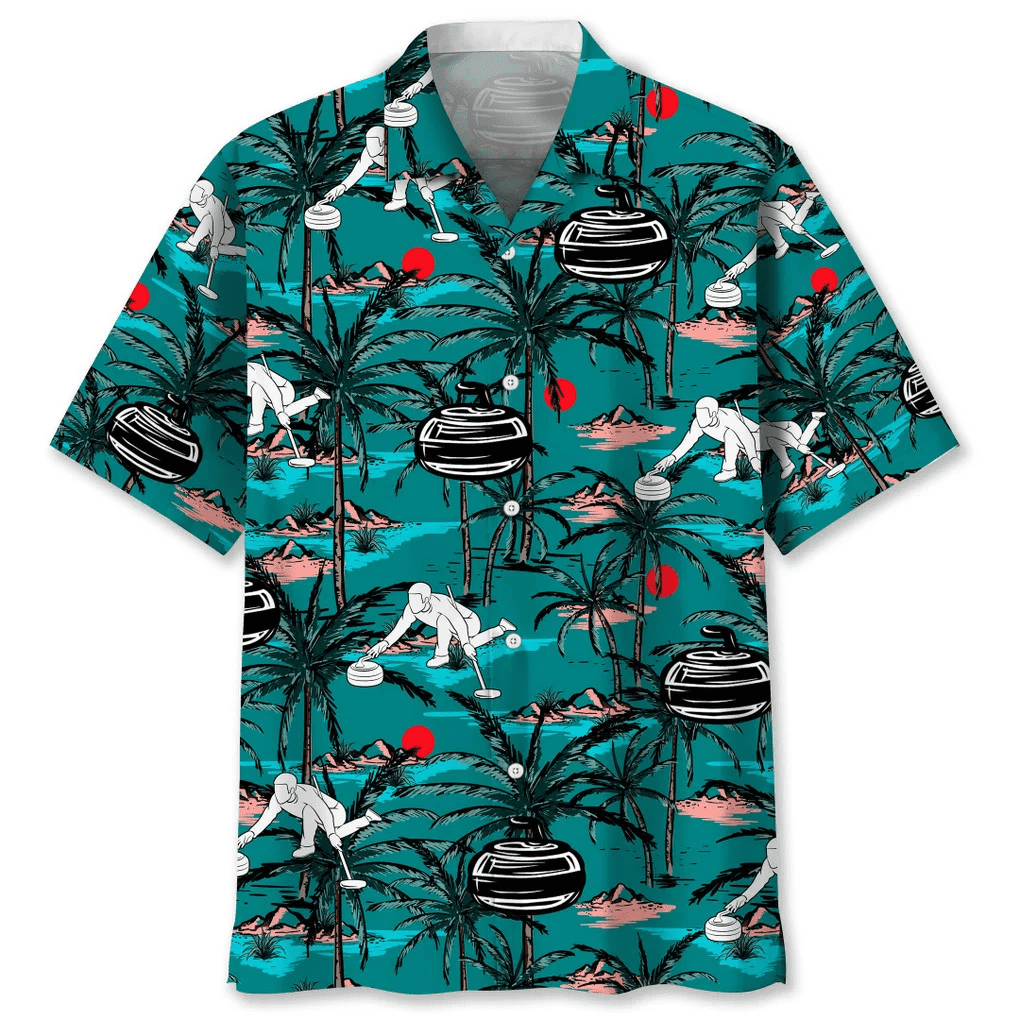 Curling Tropical and Vintage Hawaiian Shirt