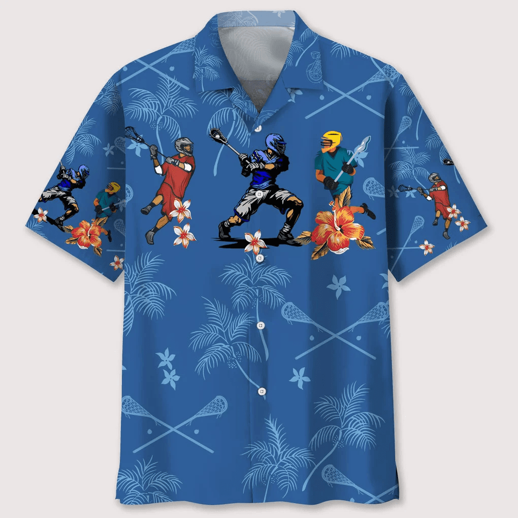 Lacrosse Watercolor Hawaiian Shirt/ Unisex Summer Beach Casual Short Sleeve Summer Vacation Beach Shirts