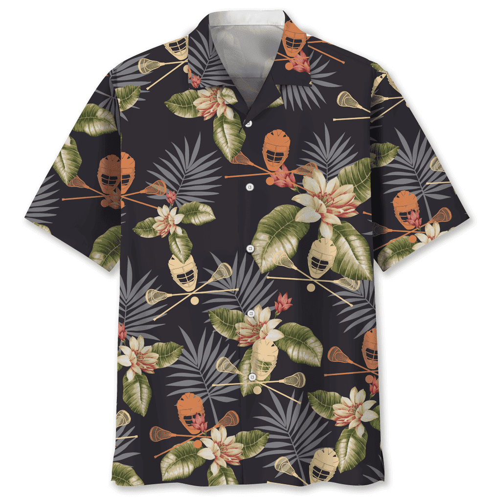 Lacrosse Sticks Hawaiian Shirt/ Unisex Summer Beach Casual Short Sleeve Summer Vacation Beach Shirts