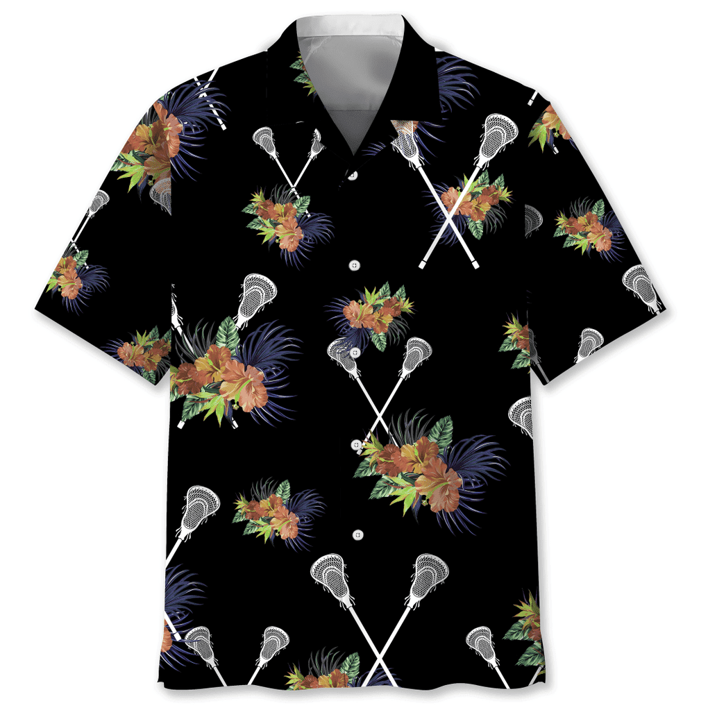 Lacrosse Sticks Hawaiian Shirt/ Unisex Summer Beach Casual Short Sleeve Summer Vacation Beach Shirts