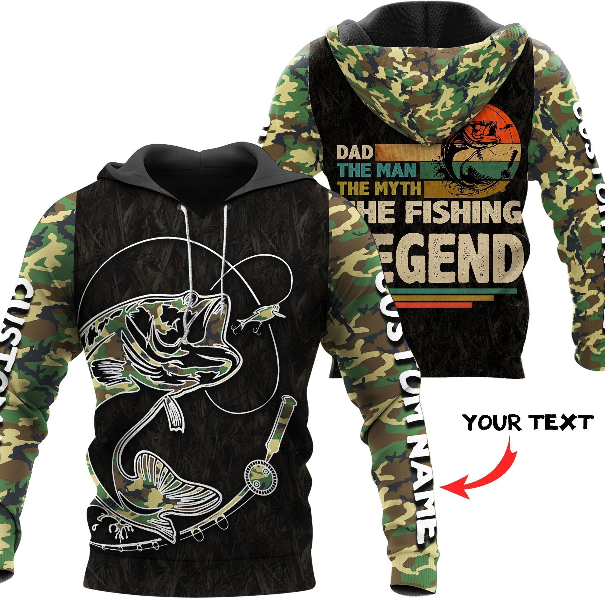 Custom Name Fishing Dad The Fishing Legend Printed Shirts/ 3D Hoodie Fishing