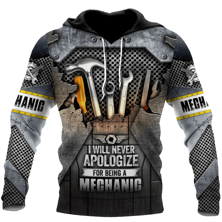 Personalized Name Tool Mechanic Pattern All Over Printed Hoodie Shirt/ Perfect Shirt for Mechanical
