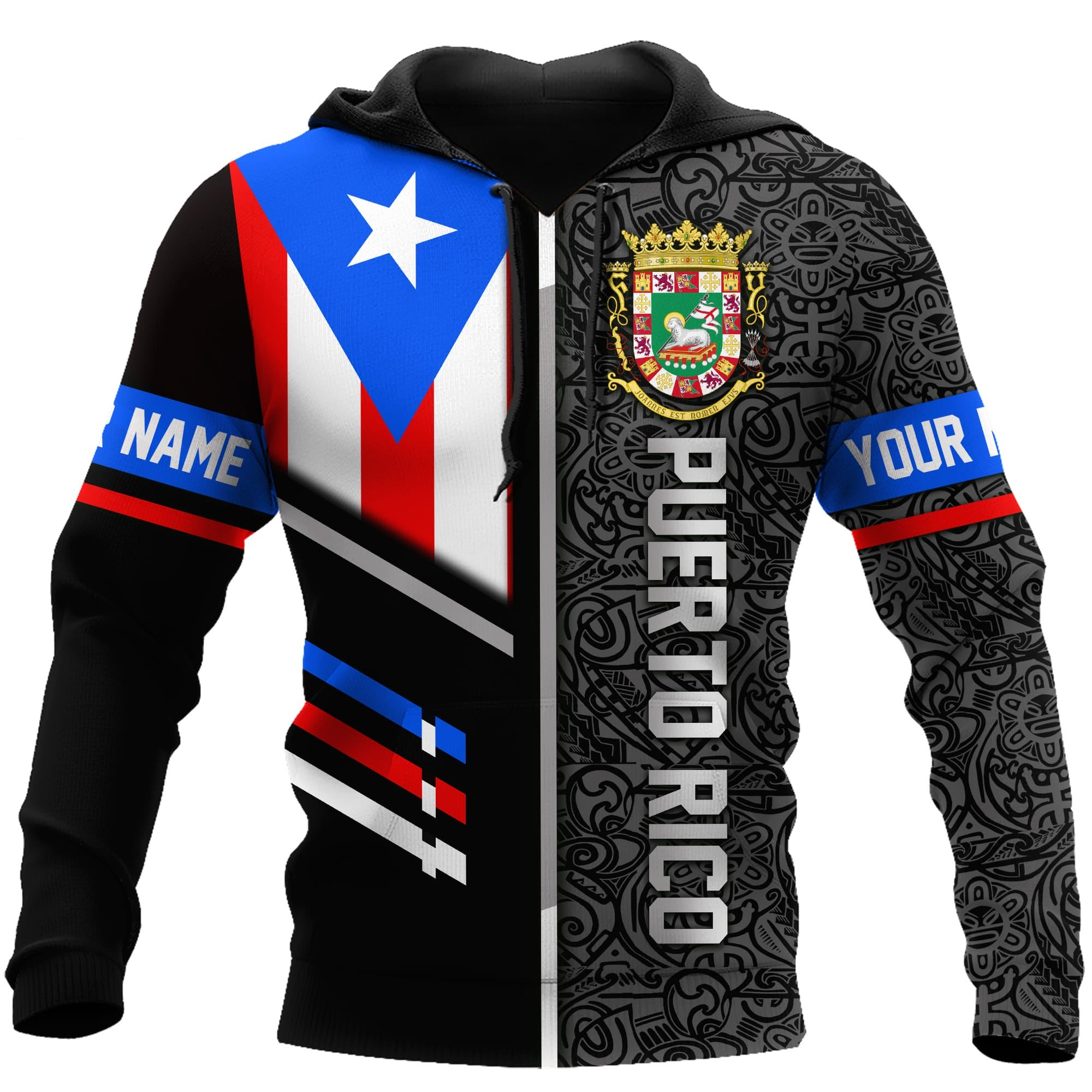 Personalized Puerto Rico Flag Logo 3D All Over Printed Hoodie Shirt/ Heartbeat Hoodie for Puerto Rican