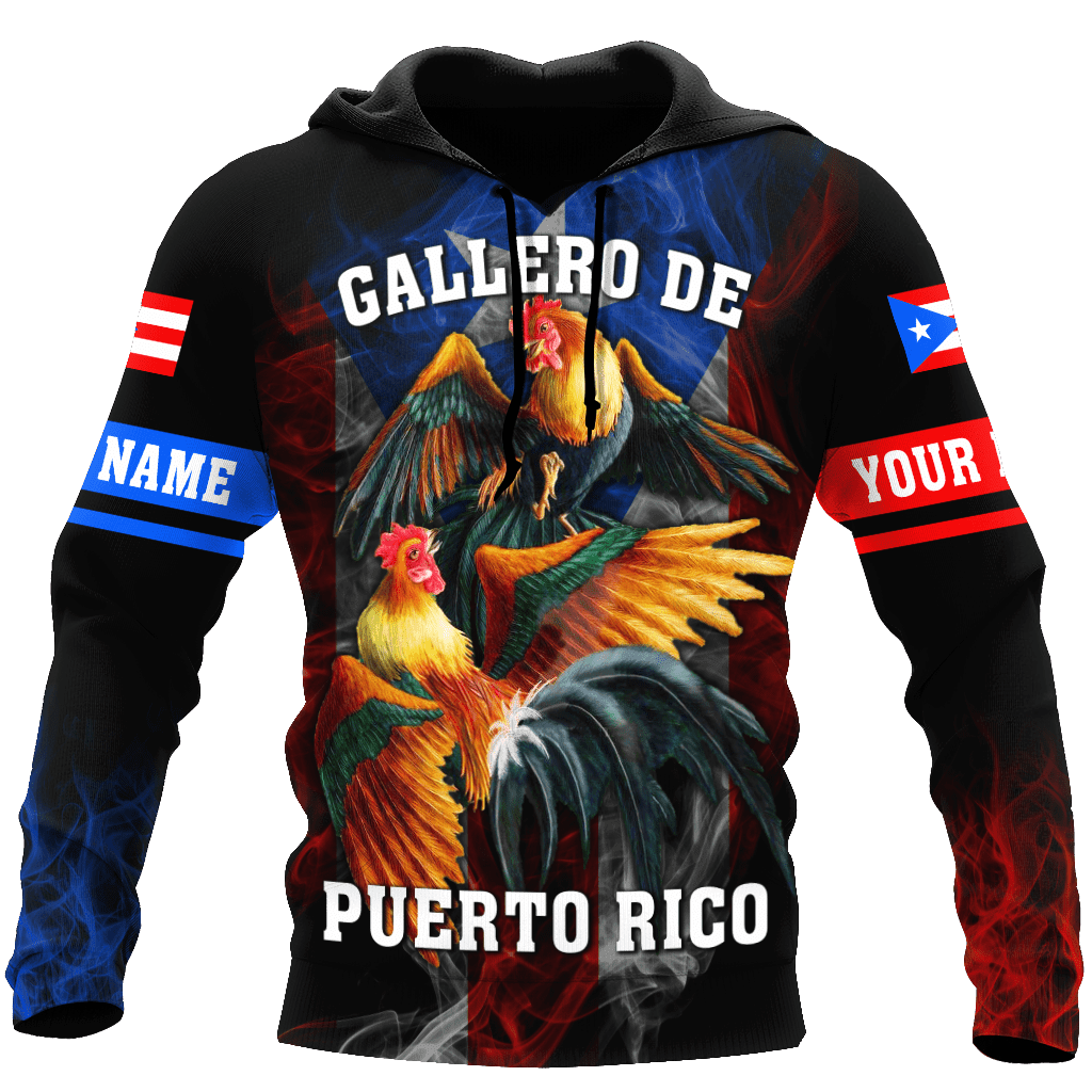 Coolspod Personalized Name Gallero De Puerto Rico All Over Printed Hoodie Shirts/ Rooster Shirt