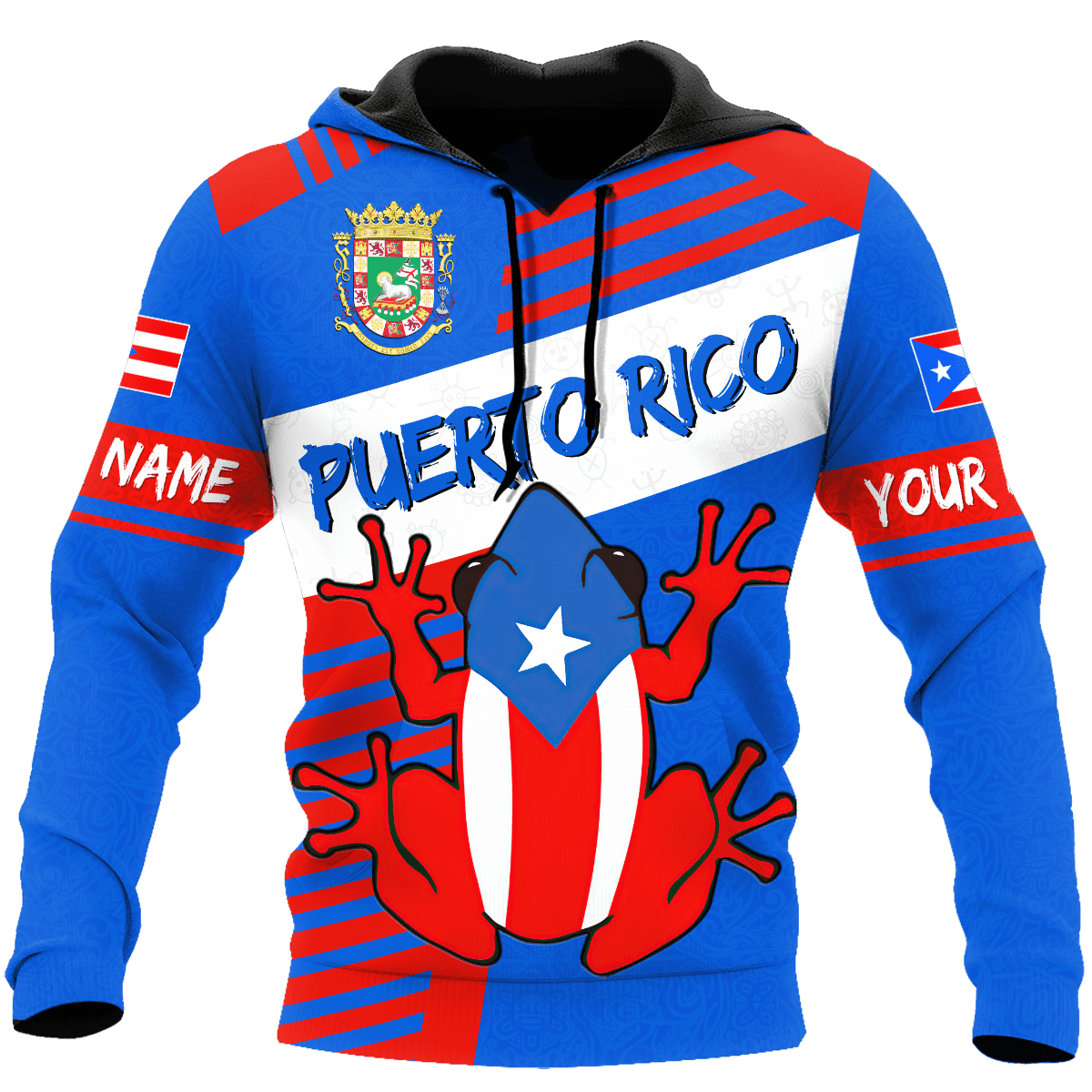Personalized Puerto Rico Coat Of Arms Coqui Frog 3D Printed Hoodie Shirts