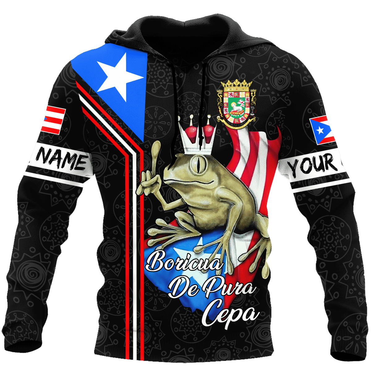 Personalized Name Puerto Rico Coqui Boricua De Pura Cepa 3D Hoodie Shirt