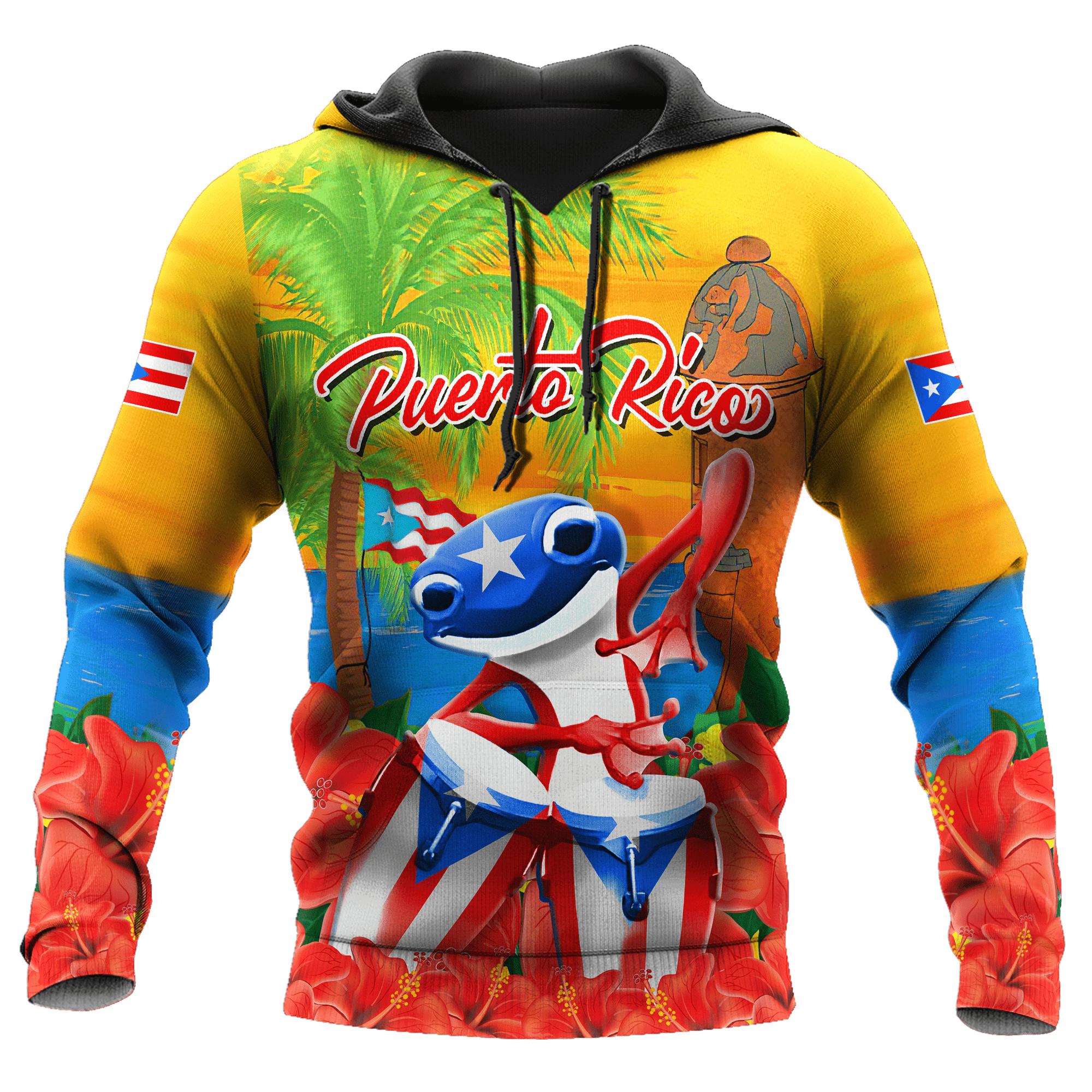 Puerto Rico Pride Coqui Frog Maga Flower 3D Full Printed Hoodie Shirts/ Perfect Shirt for Men Women