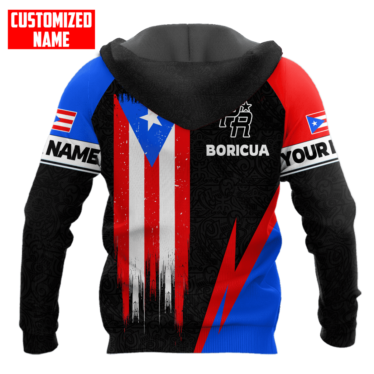 Personalized Puerto Rico Flag Distressed Boricua Unisex Hoodie/ Flag Puerto Shirt