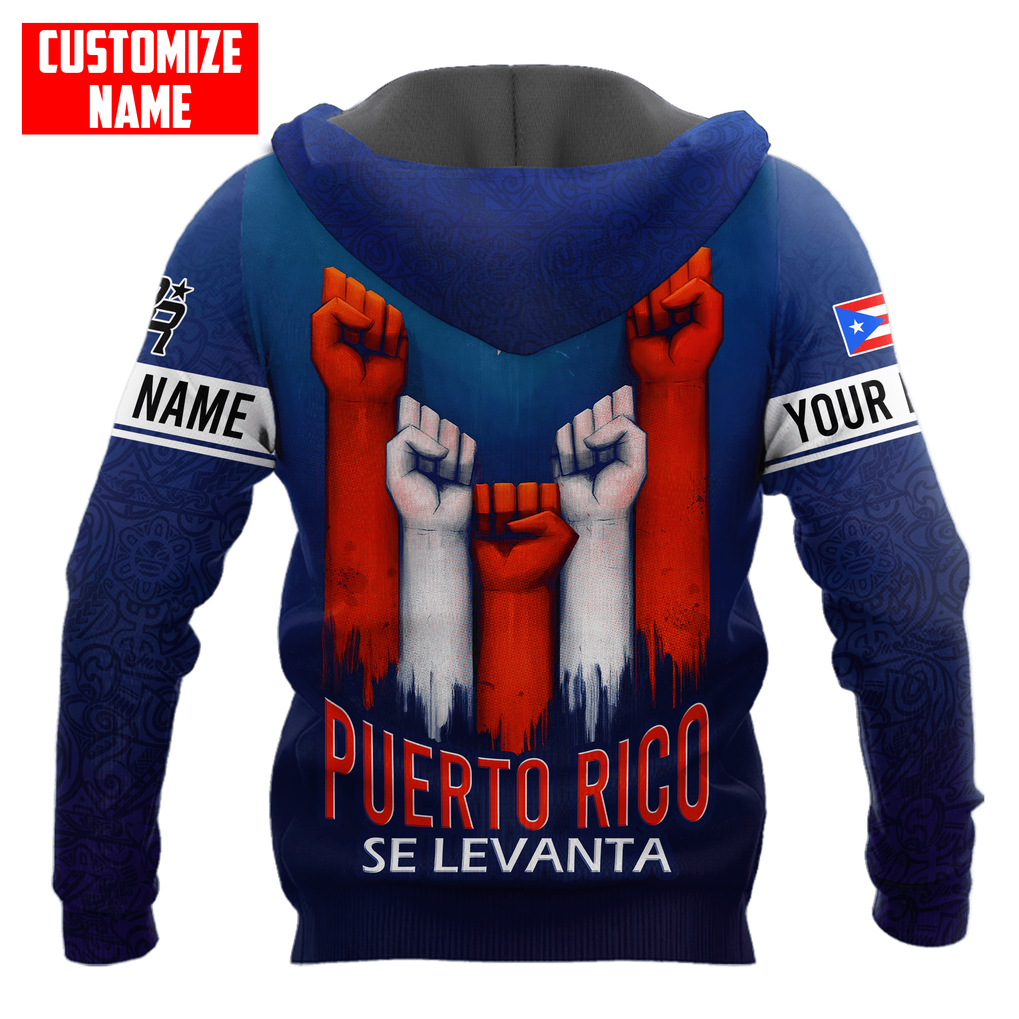 Personalized Puerto Rico Se Levanta Hand Flag Unisex Hoodie/ Idea Gift for Puerto Rican