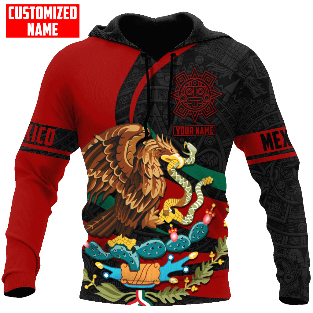 Custom Name Mexico Aztec Coat Of Arms Shirts/ Mexico Hoodies 3D All Over Print