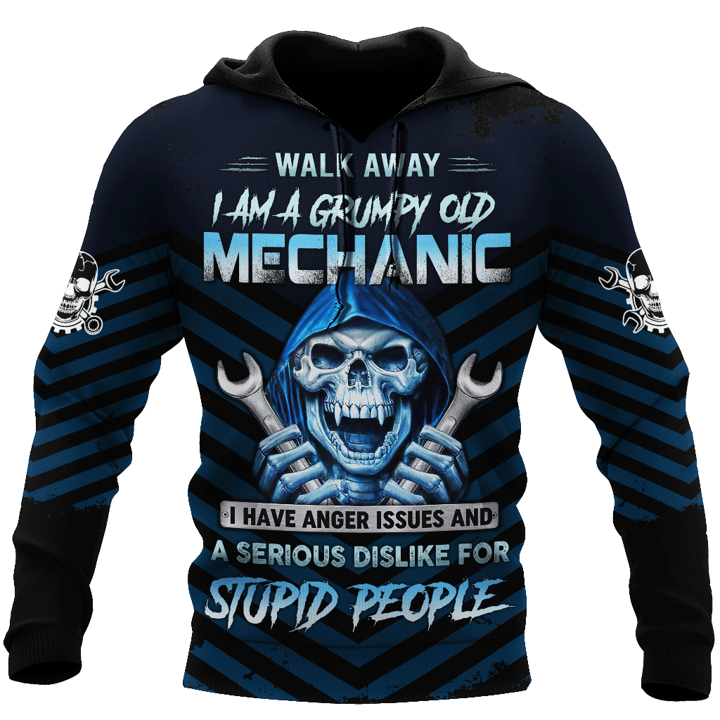 Grumpy Old Mechanic Skull Printed Hoodie Shirts/ Skull Mechanical Tshirt For Him/ Mechanic Men Shirt