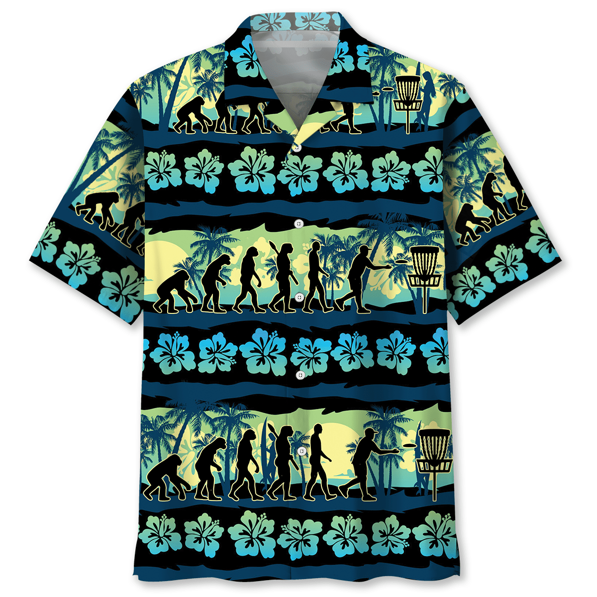 Disc Golf Evolution Hawaiian Shirt/ Beach Aloha Hawaii Shirt for Disc Golf