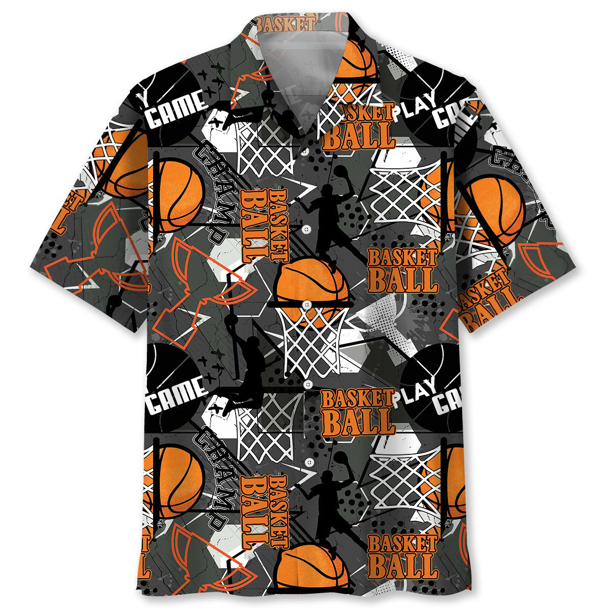 3D All Over Print Basketball Pattern Black Hawaiian Shirt