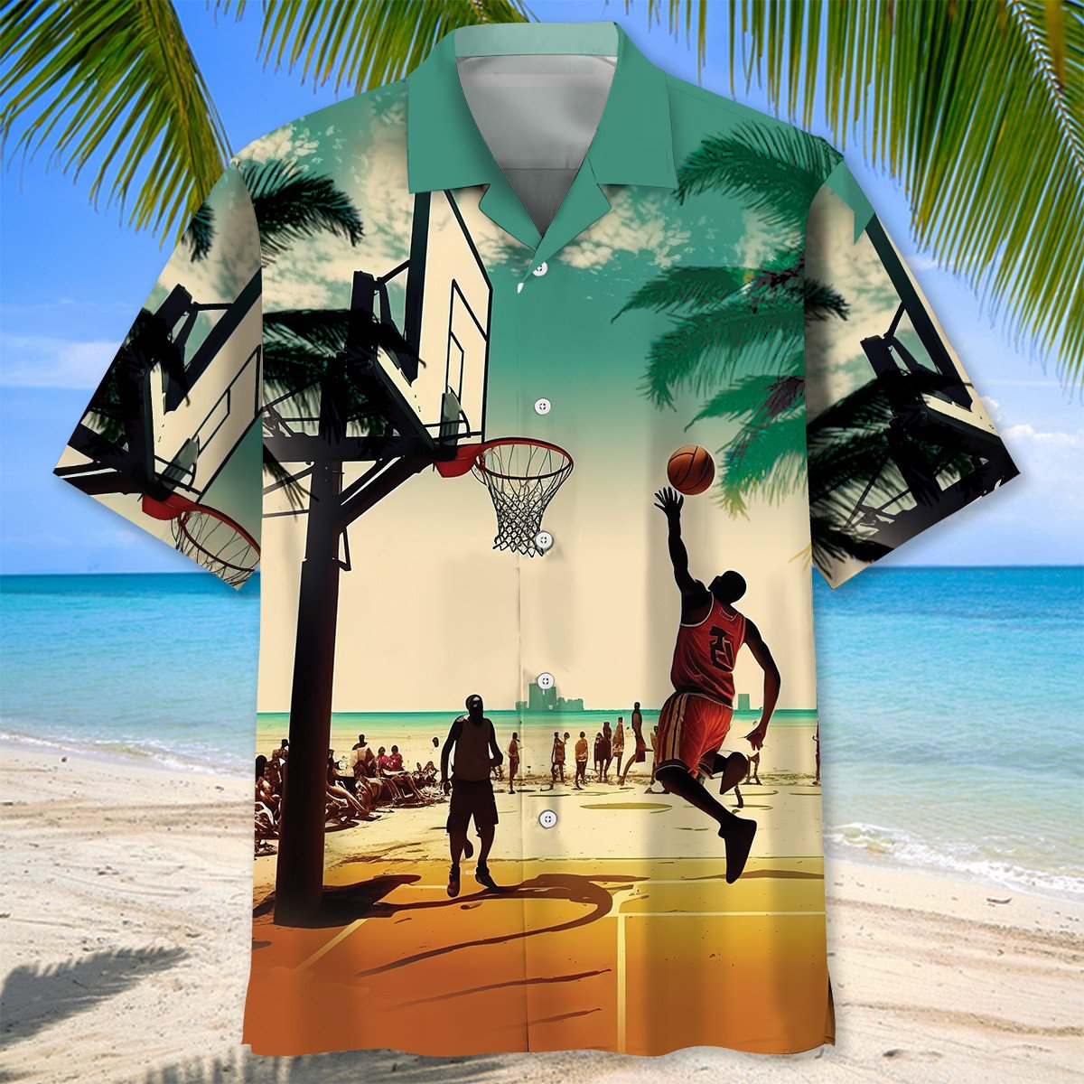 Basketball Beach Hawaiian Shirt/ Idea Shirt for Team Basketball Hawaii Beach Shirt