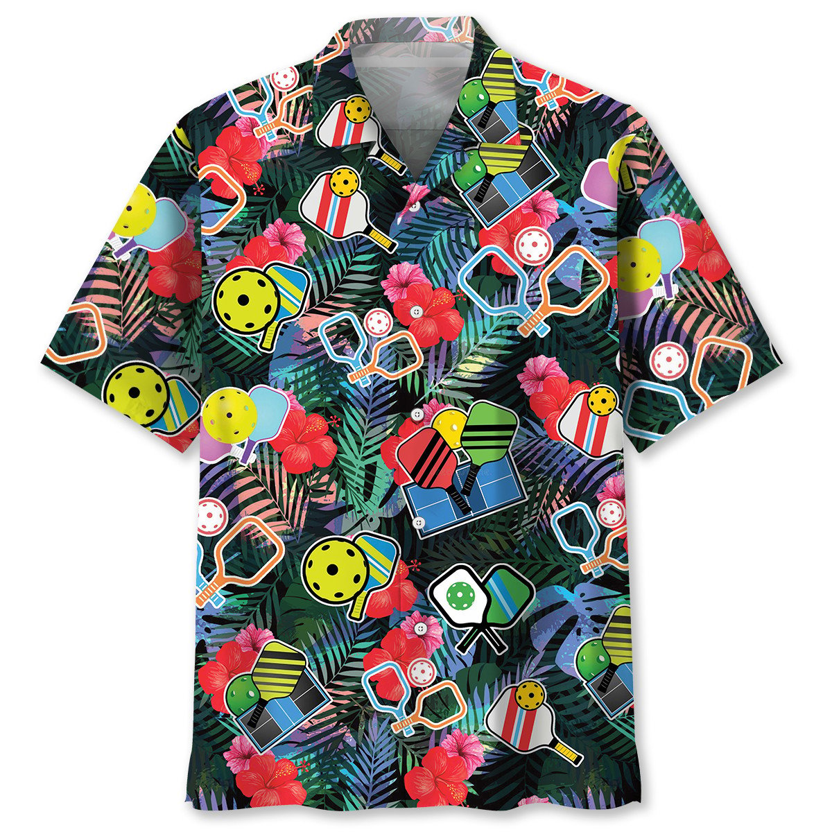 Pickleball Tropical Hawaiian Shirt/ 3D Full Printed Pickleball Sport Hawaii Beach Shirt