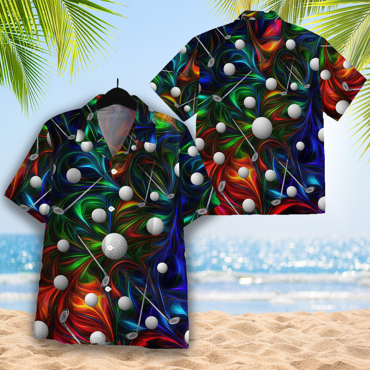 Golf Colorful Shirt Regular Fit Short Sleeve Slim Fit Casual Full Print Shirt