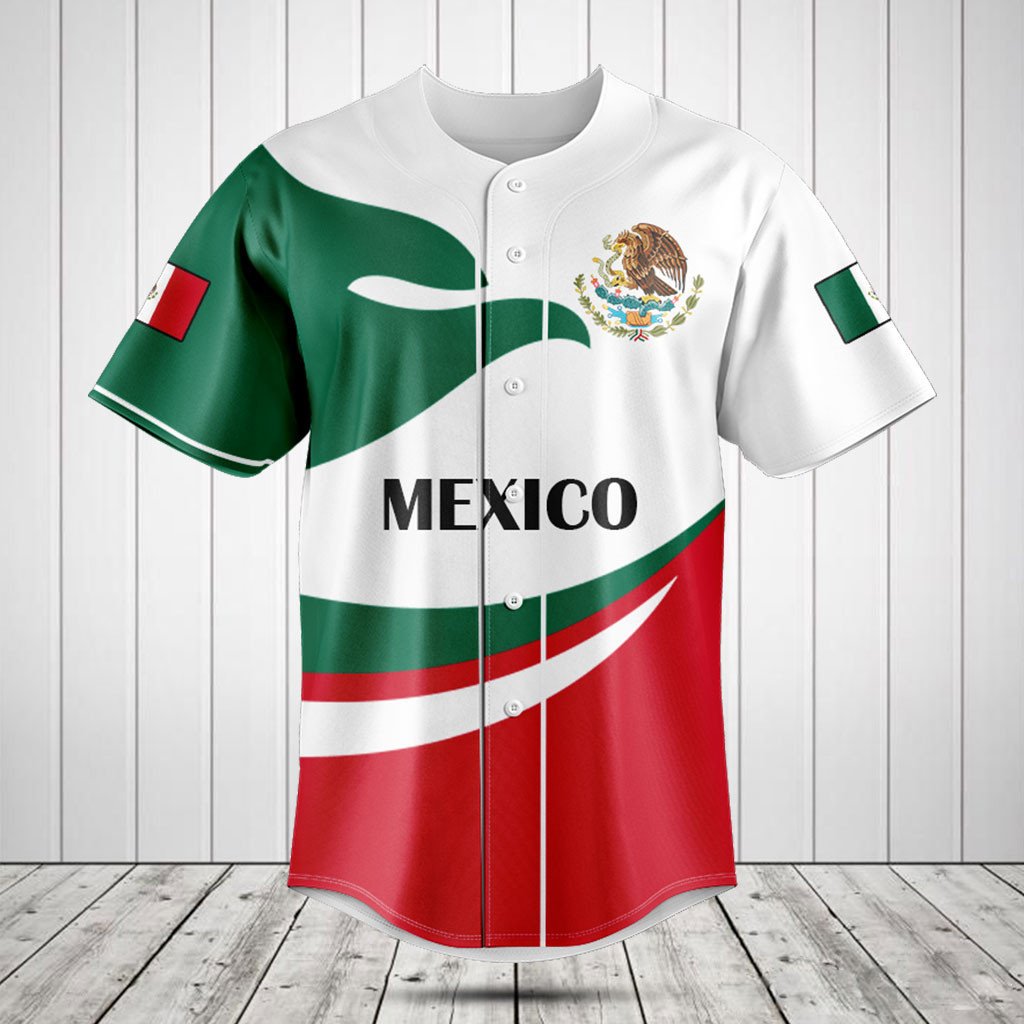 Coolspod Mexico Flag Fire Style Baseball Jersey Shirt/ Gift for Mexican 3D Shirt