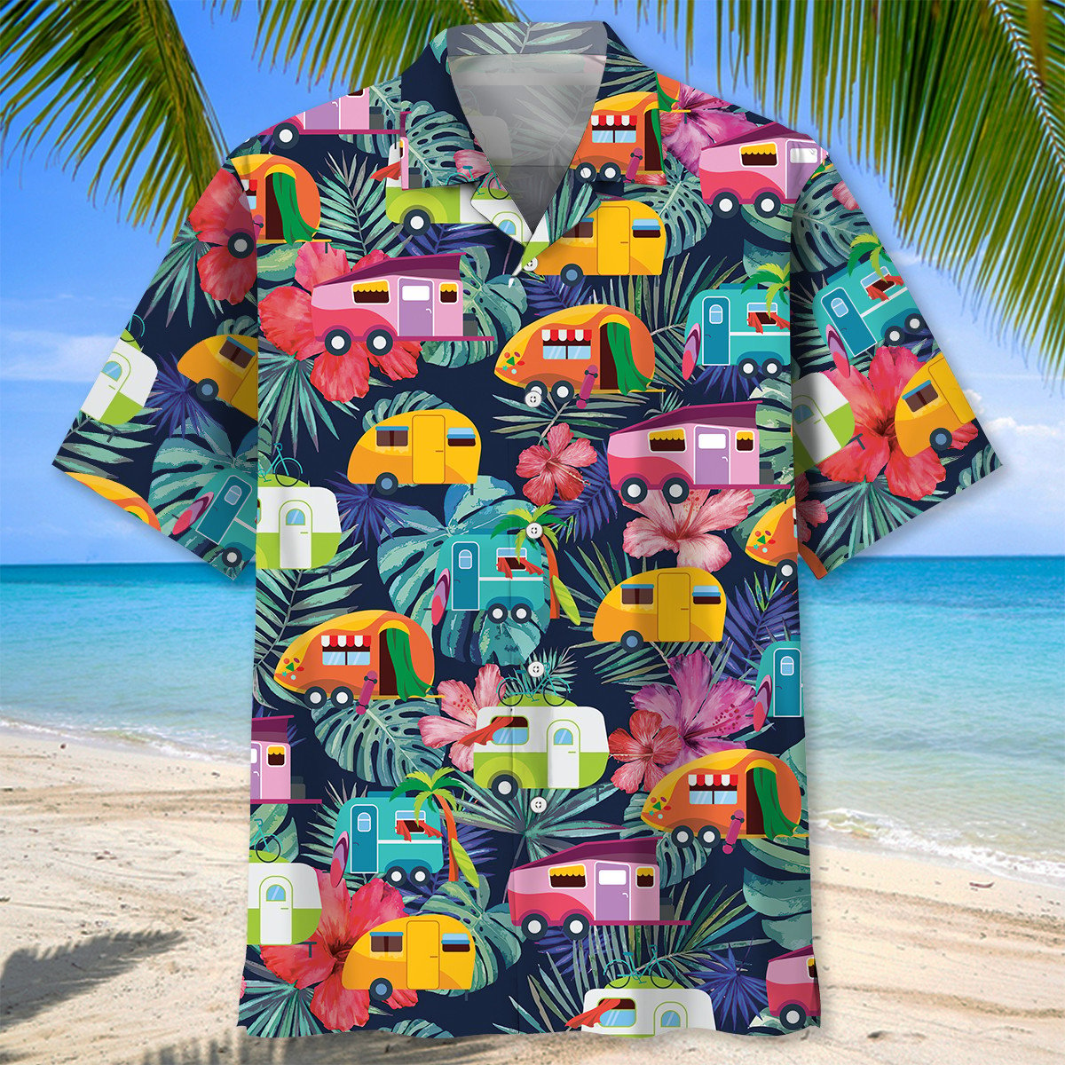 Tropical Camping Color Hawaiian Shirt/ Perfect Shirt Camping/ Gift for Men Women Love Camping