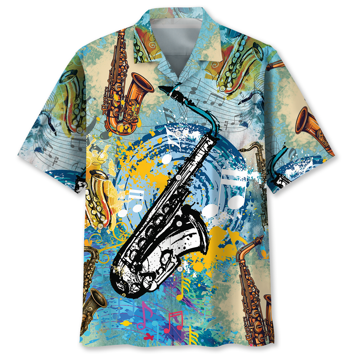 Saxophone Fly Hawaiian Shirt/ Idea Gift for Saxophone Lover/ Beach Hawaii Shirt for Men Women