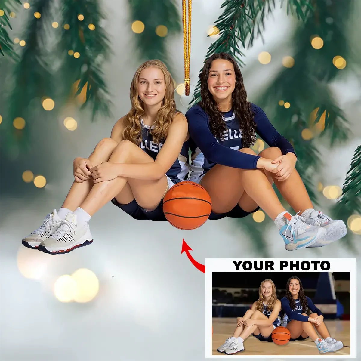 Personalized Photo basketball shape acrylic Ornament/ Gift For basketball Lover/ Personalized Christmas Photo Ornament