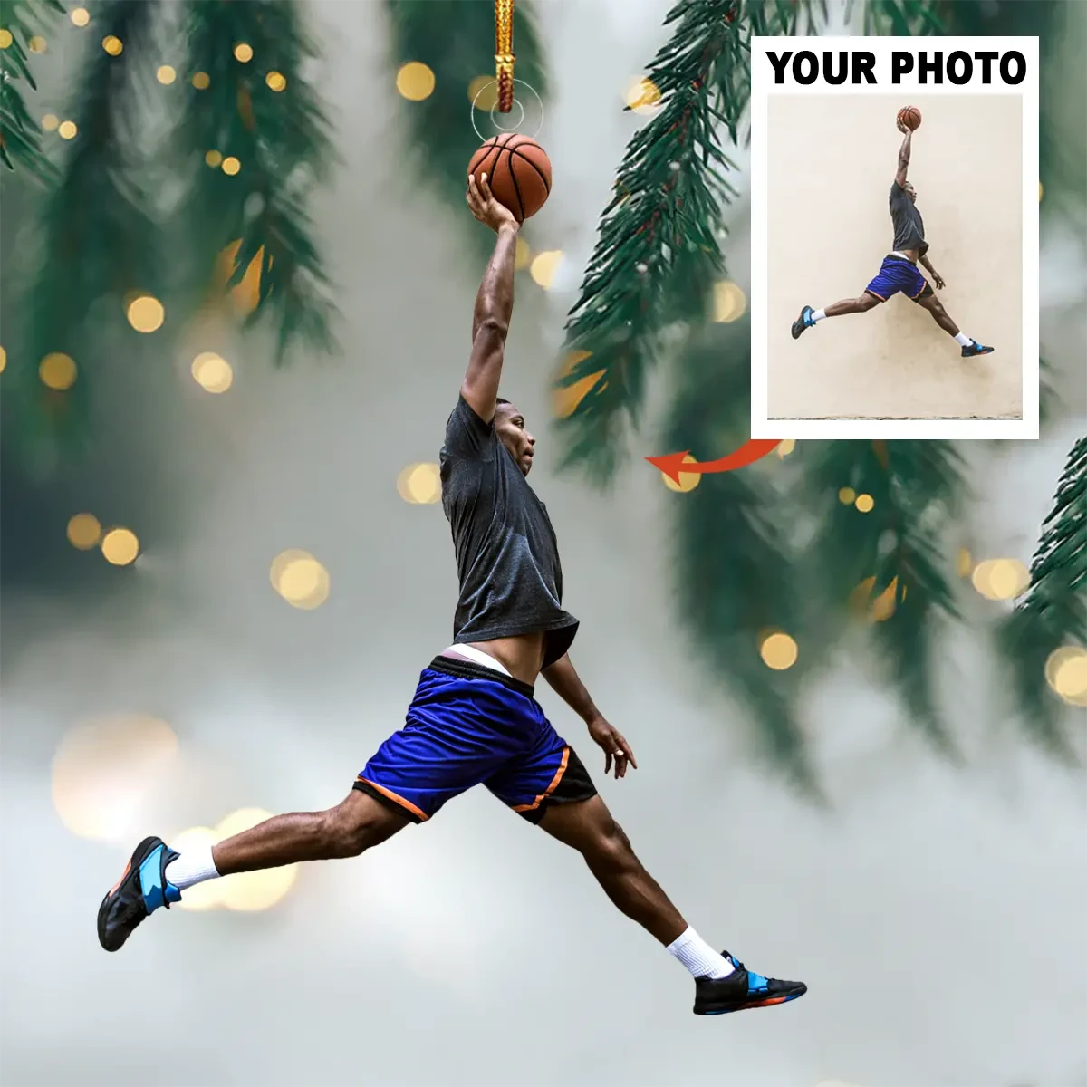 Custom Photo basketball acrylic Ornament/ Personalized Gift For basketball player/ Christmas Ornament