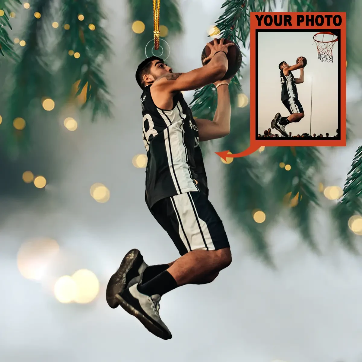 Custom Photo basketball acrylic Ornament/ Personalized Gift For basketball player/ Christmas Ornament