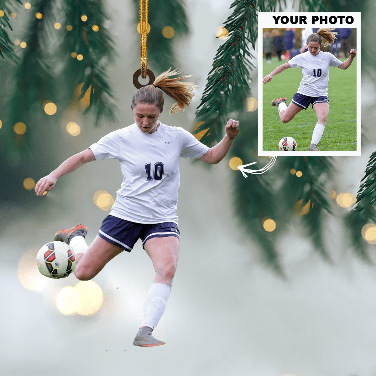 Custom Photo Soccer acrylic Ornament/ Personalized Gift For soccer lover/ Christmas Home Decor