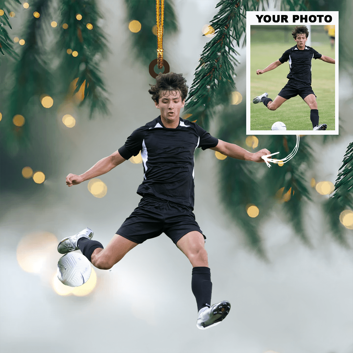Custom Photo Soccer acrylic Ornament/ Personalized Gift For soccer lover/ Christmas Home Decor