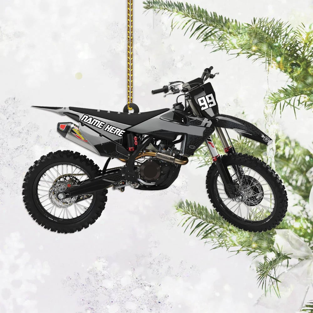 Personalized Ornament Custom Name and Number Motocross Vehicle Shaped Ornament