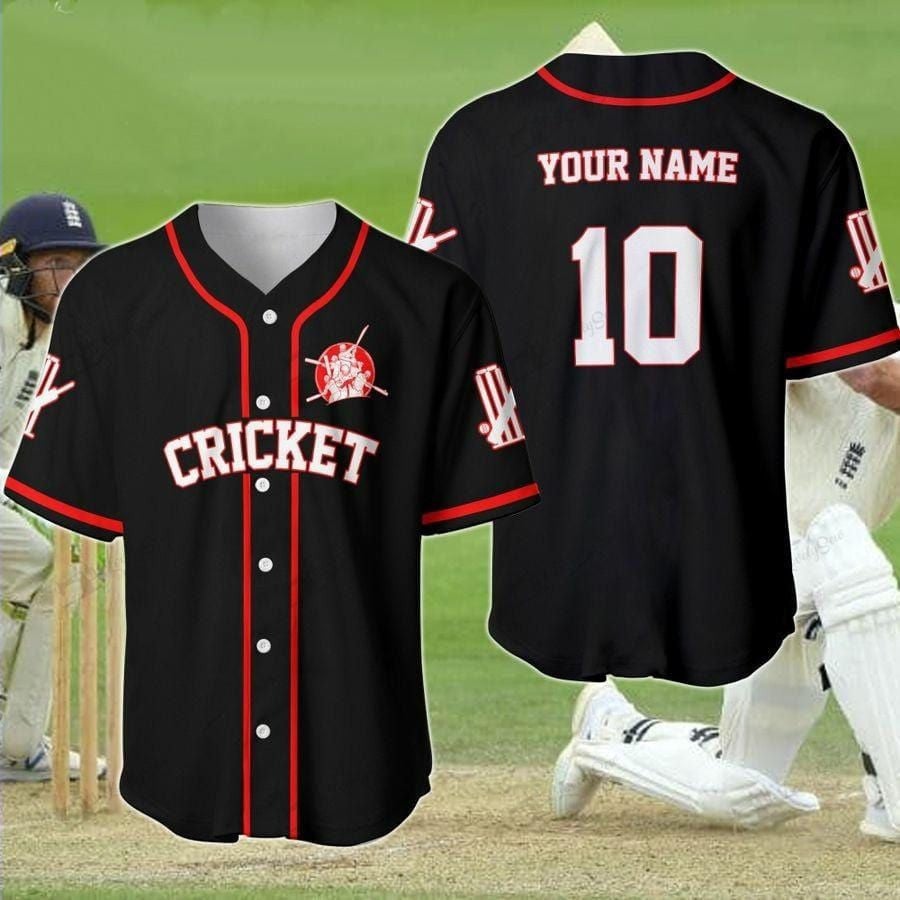 Cricket Black Personalized And Number Baseball Jersey