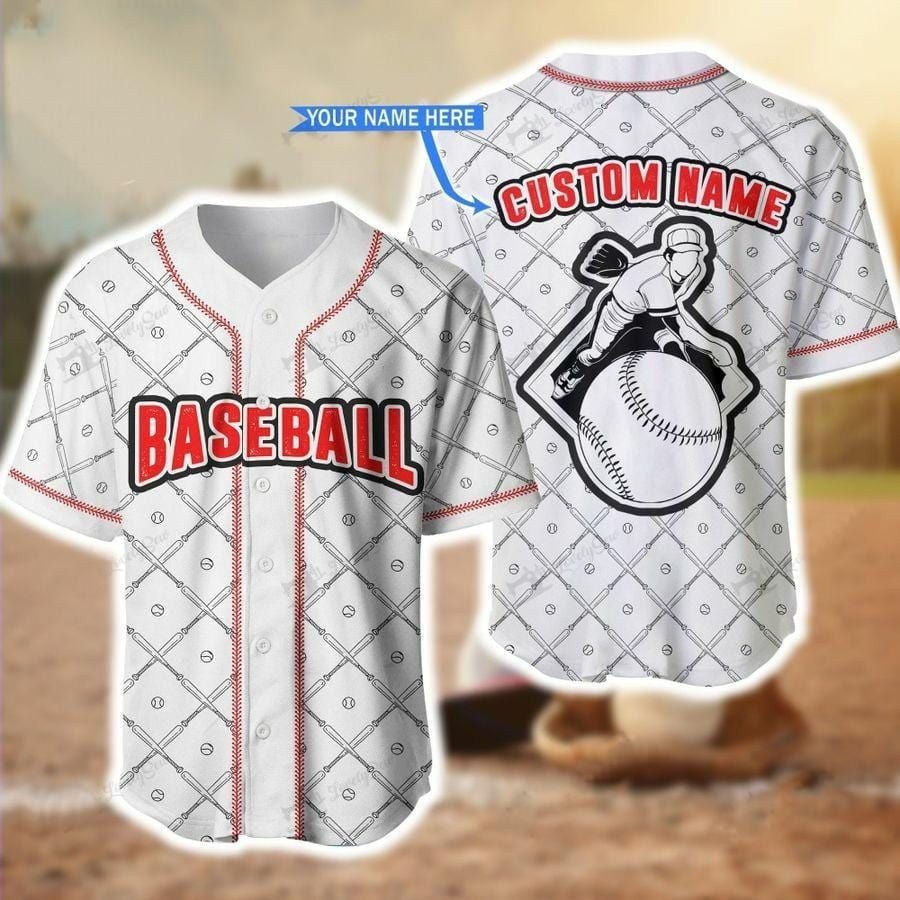 Baseball Player White Personalized Baseball Jersey/ Gift for Baseball Lover/ Shirt for Men
