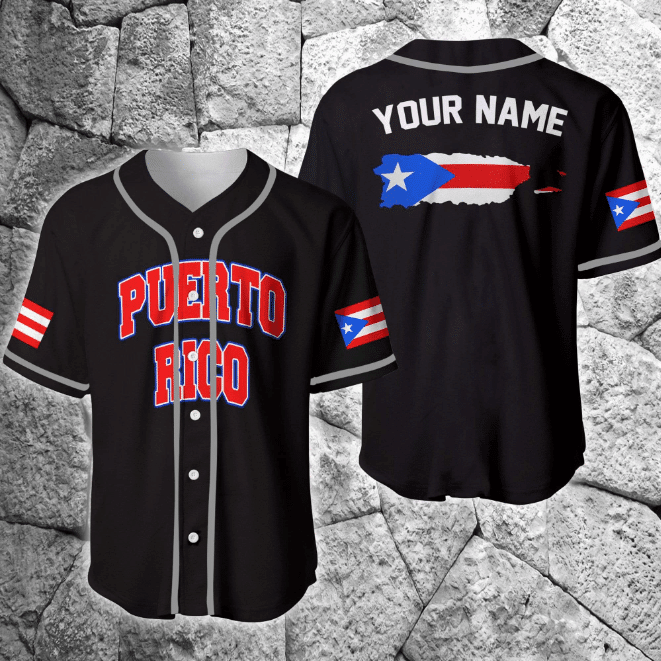 Puerto Rico Flag Personalized Baseball Jersey/ Custom Name Puerto Rico Shirt for Man