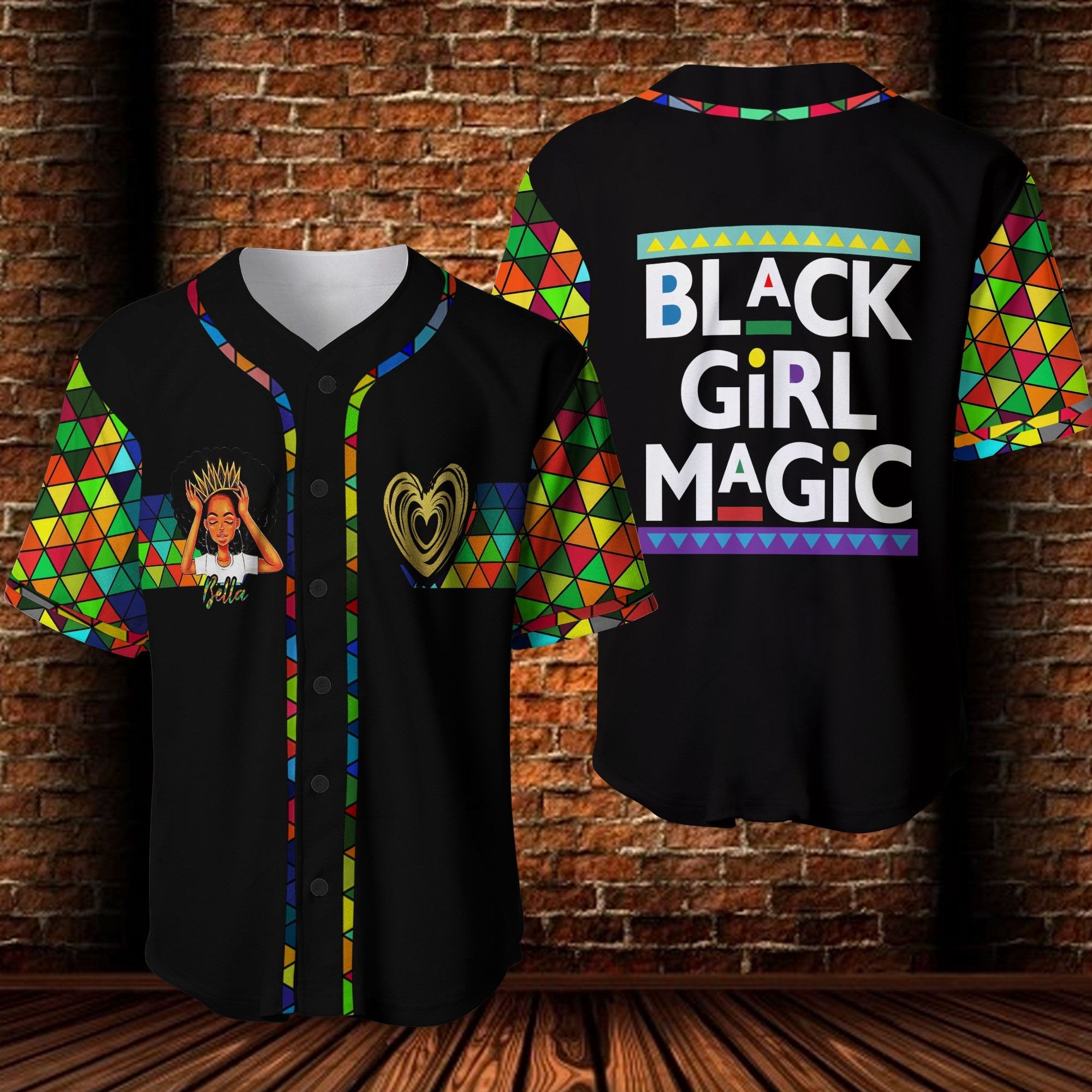 Black Girl Magic Personalized Baseball Jersey 3D Printed