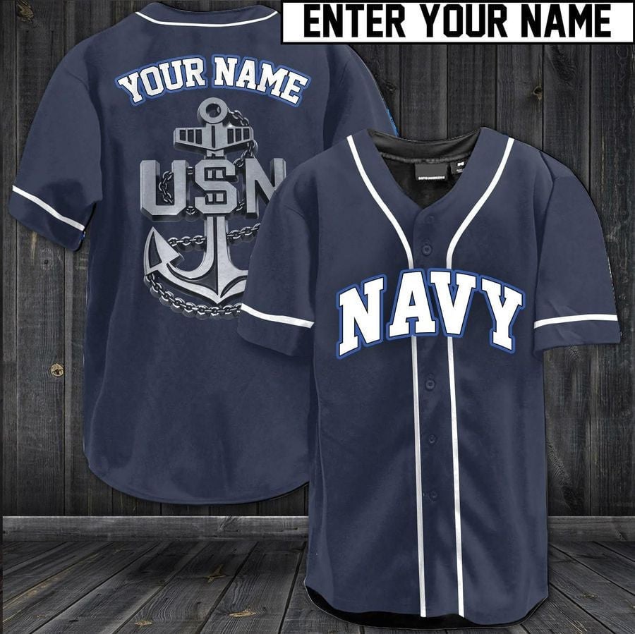 US Navy Simple Personalized Baseball Jersey/ Veteran Shirt/ US Navy Jersey for Dad