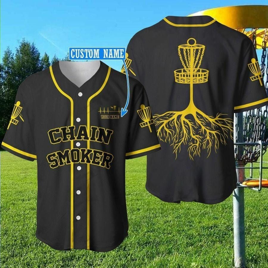 Disc Golf Chain Black And Blue Personalized Baseball Jersey/ Gift for Disc Golf Lover